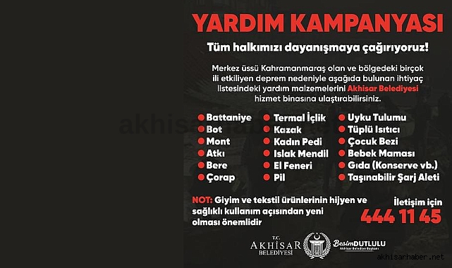 Akhisar Belediyesi deprem bölgesi için yardım kampanyası başlattı