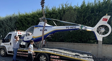 Afyon’da düşen helikopter Soma’ya getirildi