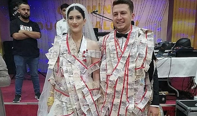 Gelin ve damada 45 metrelik takı şoku