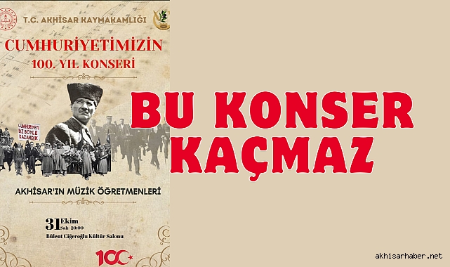 Cumhuriyetimizin 100.yılı konseri 31 Ekim Salı akşamı