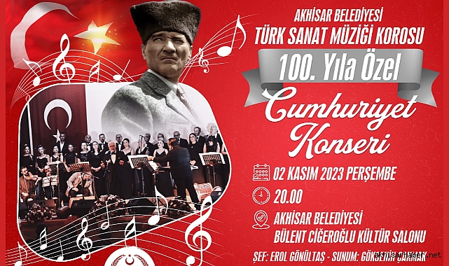 100. Yıla Özel Cumhuriyet Konseri 2 Kasım Perşembe günü