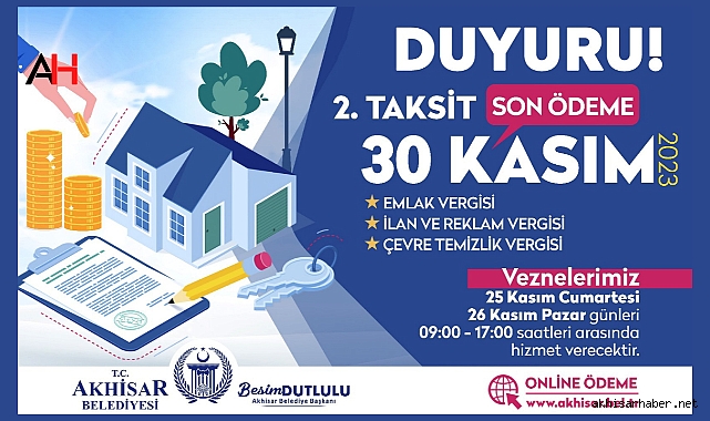 Akhisar Belediyesi Vezneleri Haftasonuda Açık Olacak