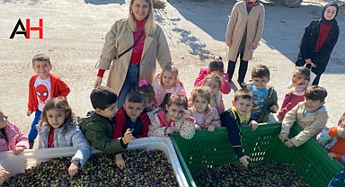 Zehra Muhittin Kavaklı Anaokulu Öğrencileri, Zeytinyağı Fabrikası'nı Ziyaret Etti