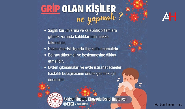 Akhisar Mustafa Kirazoğlu Devlet Hastanesi'nden Gripten Korunma Önerileri