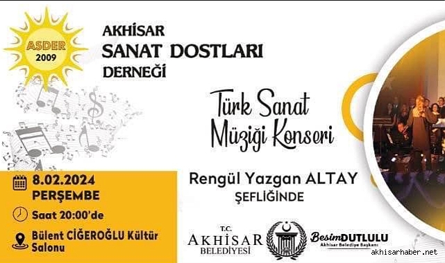 ASDER Türk Sanat Müziği Konseri 8 Şubat'ta