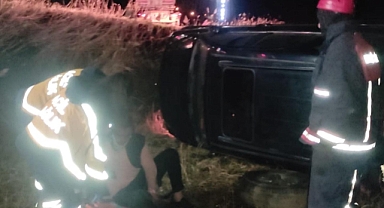 Salihli’de kontrolden çıkan otomobilin sürücüsü yaralandı