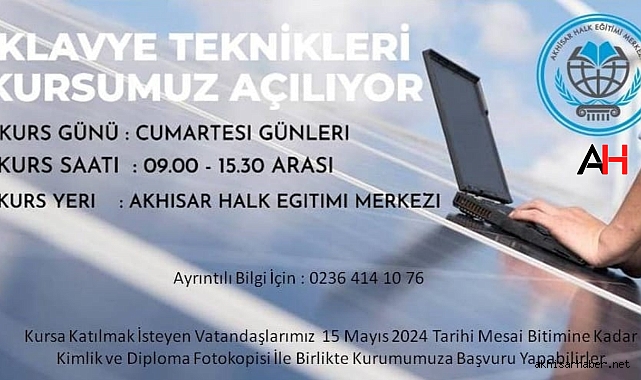 Akhisar Halk Eğitim Merkezi'nden Yeni Kurs: Klavye Teknikleri