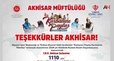Akhisar’da Türkiye Diyanet Vakfı’na 1110 hisse kurban emanet edildi