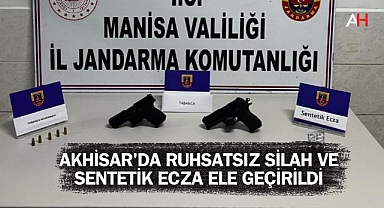 Akhisar'da Ruhsatsız Silah ve Sentetik Ecza Ele Geçirildi