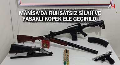 Manisa'da Ruhsatsız Silah ve Yasaklı Köpek Ele Geçirildi