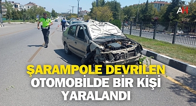 Manisa'da Şarampole Devrilen Otomobilde Bir Kişi Yaralandı