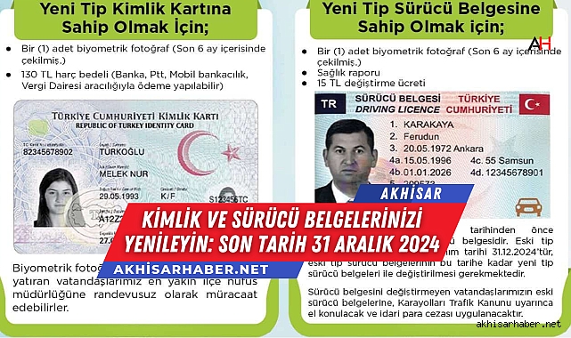 Kimlik ve Sürücü Belgelerinizi Yenileyin: Son Tarih 31 Aralık 2024