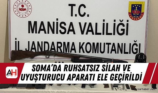 Soma'da Ruhsatsız Silah ve Uyuşturucu Aparatı Ele Geçirildi
