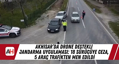 Akhisar'da Drone Destekli Jandarma Uygulaması: 18 Sürücüye Ceza, 5 Araç Trafikten Men Edildi