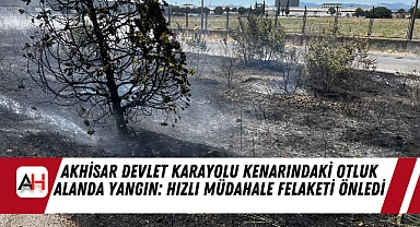 Akhisar Devlet Karayolu Kenarındaki Otluk Alanda Yangın: Hızlı Müdahale Felaketi Önledi