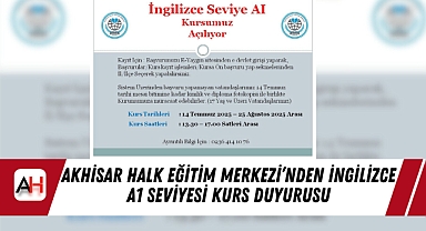 Akhisar Halk Eğitim Merkezi’nden İngilizce A1 Seviyesi Kurs Duyurusu
