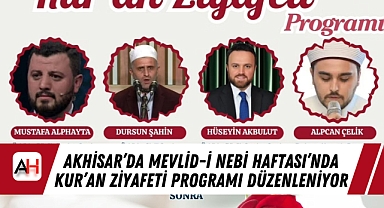 Akhisar'da Mevlid-i Nebi Haftası'nda Kur'an Ziyafeti Programı Düzenleniyor