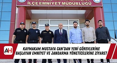 Kaymakam Mustafa Can'dan Yeni Görevlerine Başlayan Emniyet ve Jandarma Yöneticilerine Ziyaret