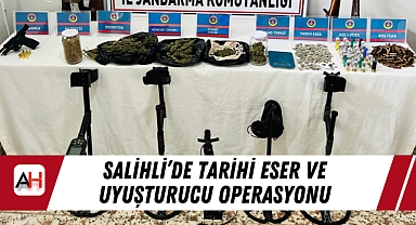 Salihli'de tarihi eser ve uyuşturucu operasyonu