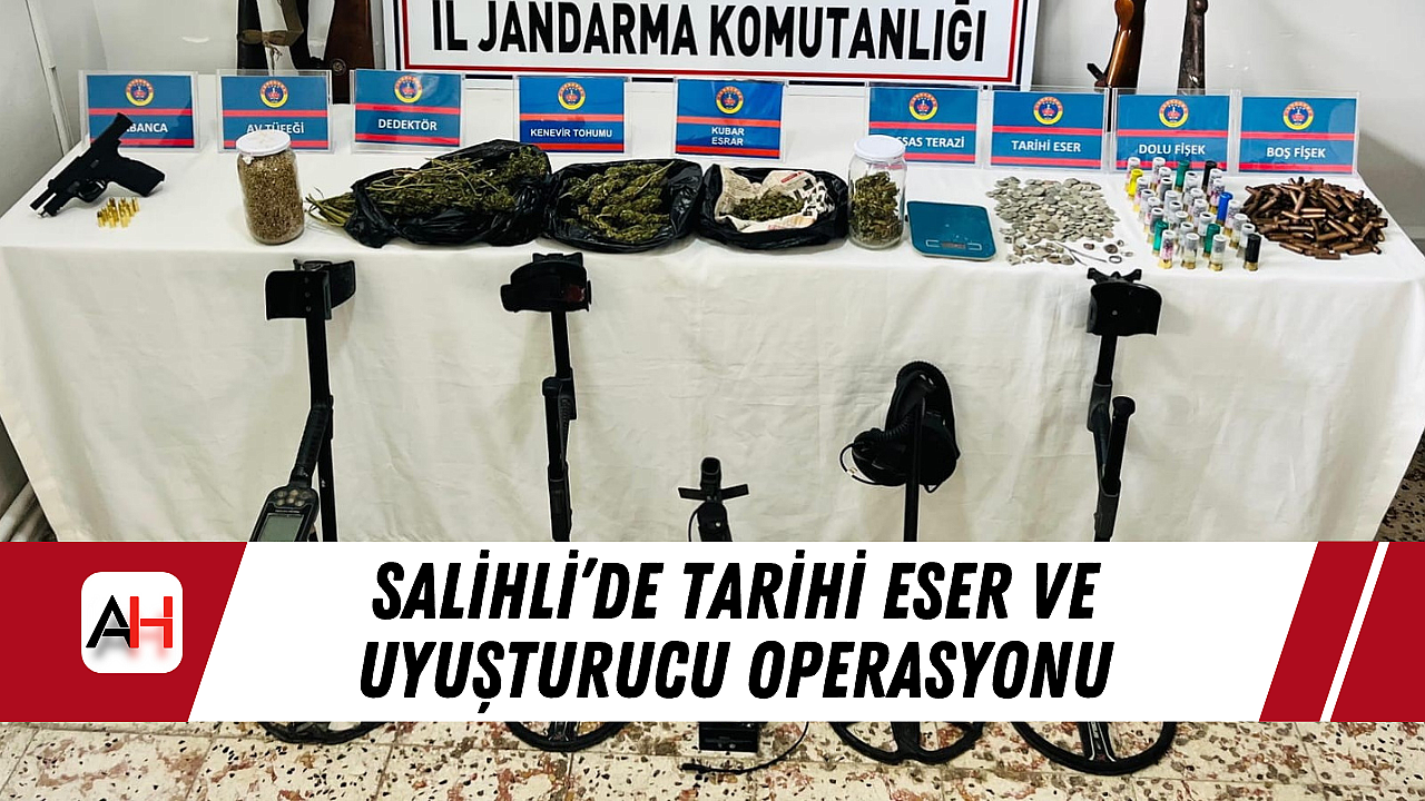 Salihli'de tarihi eser ve uyuşturucu operasyonu