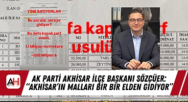 AK Parti Akhisar İlçe Başkanı Sözcüer: “Akhisar’ın malları bir bir elden gidiyor”