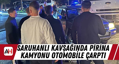 Saruhanlı Kavşağında Pirina Kamyonu Otomobile Çarptı