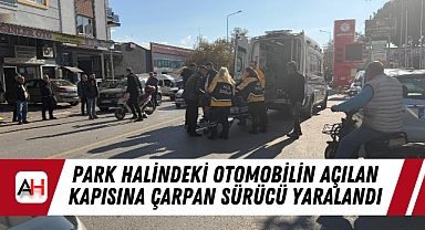 Park Halindeki otomobilin açılan kapısına çarpan sürücü yaralandı