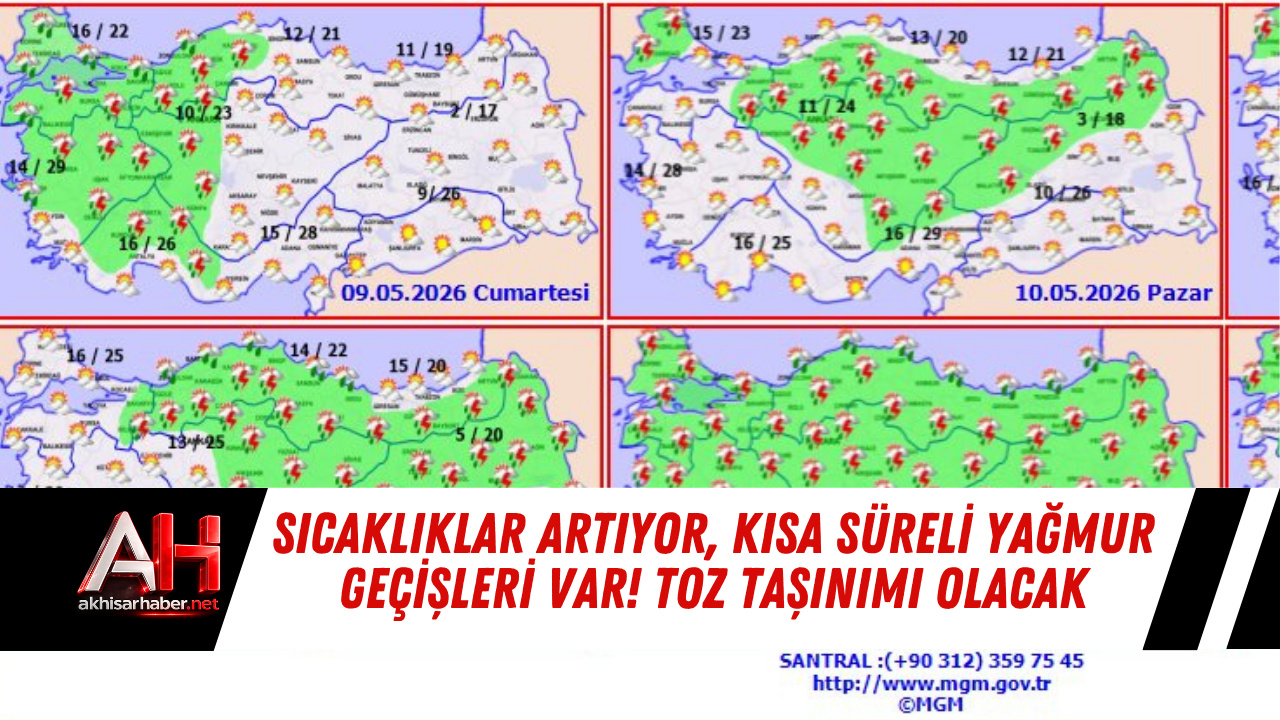 Sıcaklıklar artıyor, kısa süreli yağmur geçişleri var! Toz taşınımı olacak