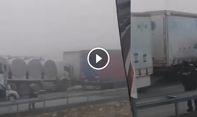 Sis beraberinde kazayı getirdi! Otoyolda 14 araç birbirine girdi!